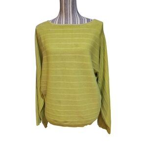 Belldini Woman Moss GreenCrew Neck Dolman Flare Sleeve Vertical Knit Sweater S:M